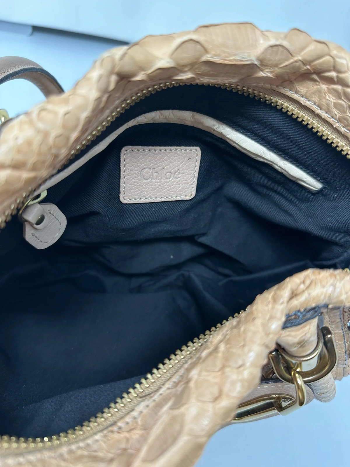 Chloe Paraty Beige Python with Shoulder Strap - image 12