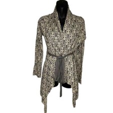 Field Flower Anthropologie Belted Waterfall Cardigan Sweater Linen Blend Size Sm