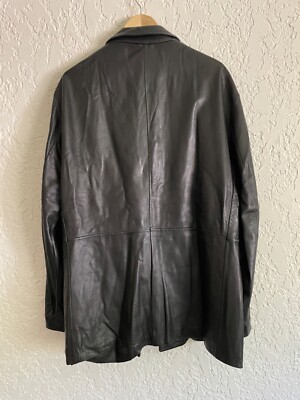 🔥 GIORGIO ARMANI® Black Lambskin Leather Blazer Car Coat