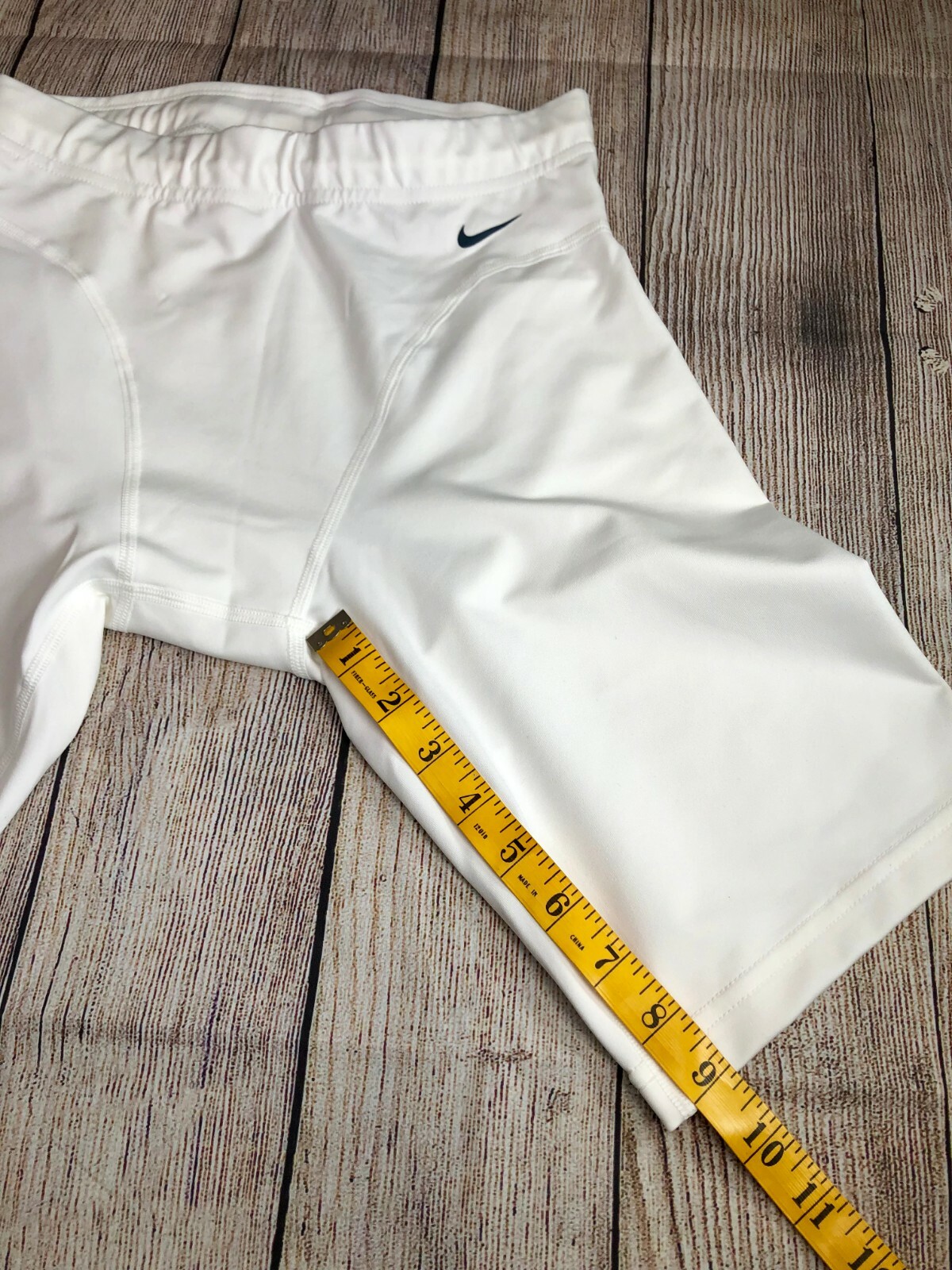 Women's NIKE 9" Compression Shorts RN56323 CA05553 White & Gold
