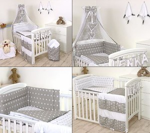 Grey Stars Baby Bedding Set Cot Cot Bed 3 5 9 Pieces Cover Bumper