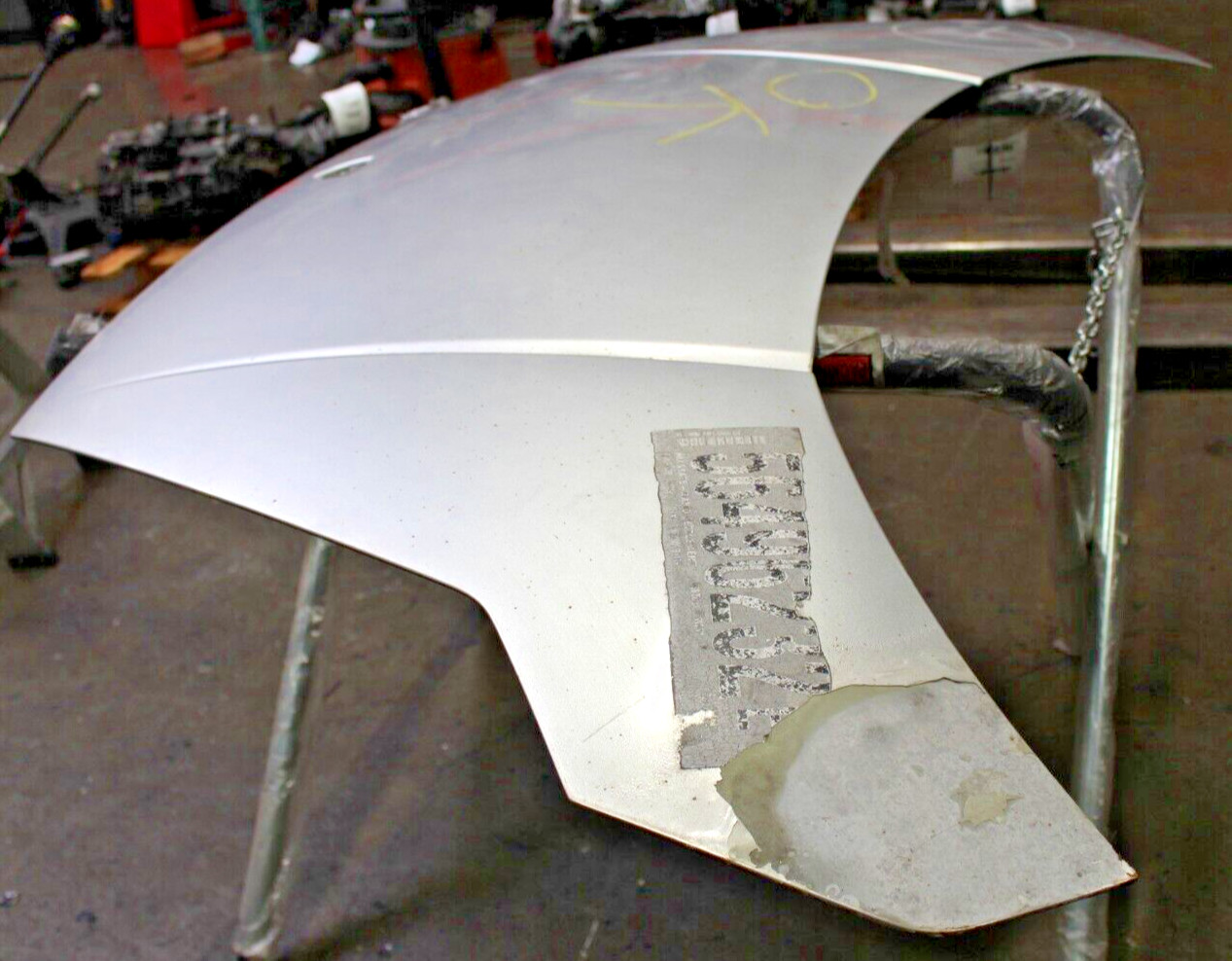 04-08 Lamborghini Gallardo, Front Hood, Silver, Fire Dmg, Used, P/N 400823021