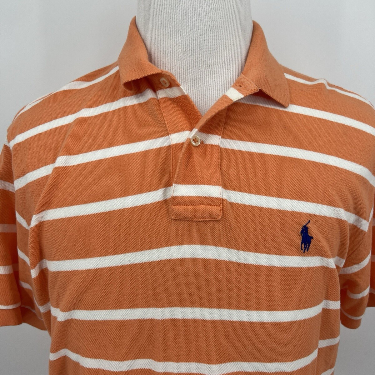 じゅん Polo Ralph Lauren Men's Polo Shirt M Medium Striped Melon Purple