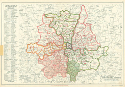 LONDON POSTAL DISTRICTS. Postleitzahlengebiete. N NW W SW SE E. SPECK 1919 alte Karte