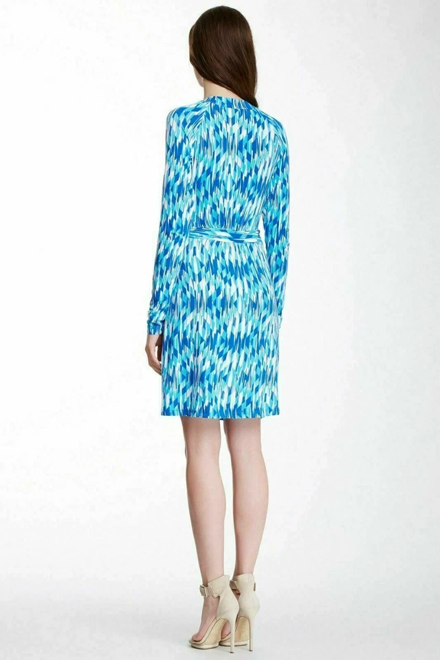 Vestido para mujer Tart azul abstracto geoelástico ajustado informal envolvente talla S Foto 3 de 4