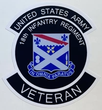 US Army 18th Infantry Regiment Veteran Sticker Waterproof D49