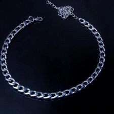 1pc Stylish Steel Cuban Chain Anklet Versatile  Durable Silvery