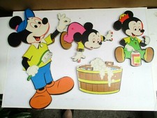 Vintage Disney Cardboard Wall Hangings Decor 1980s Mickey Kids Wash Tub