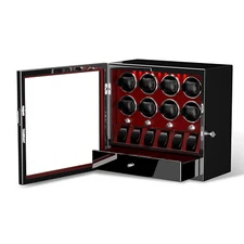 Automatic 8 Watch Winder 6 Extra Display Storage Watch Box Jewelry Drawer LED