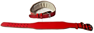 Gewichheber Gürtel für  Fitness Bodybuilding Leder Gürtel Rot mit Polsterung NEW