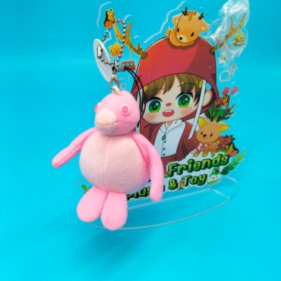 Vintage Pingu Pink Penguin SUMITOMO LIFE Keychain Plush Stuffed