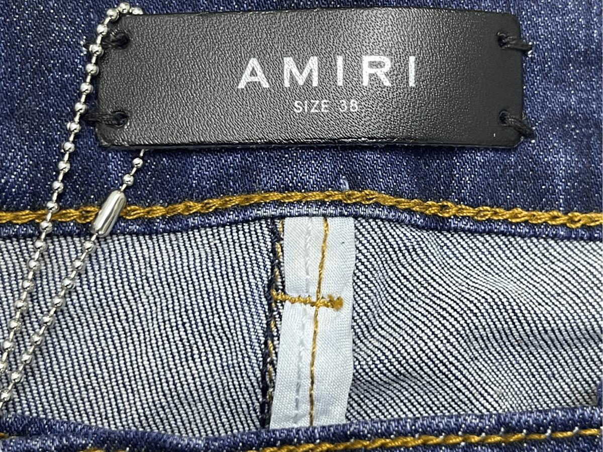 Amiri Mens MX1 Skinny Jeans Size 38 Blue Distressed Leather