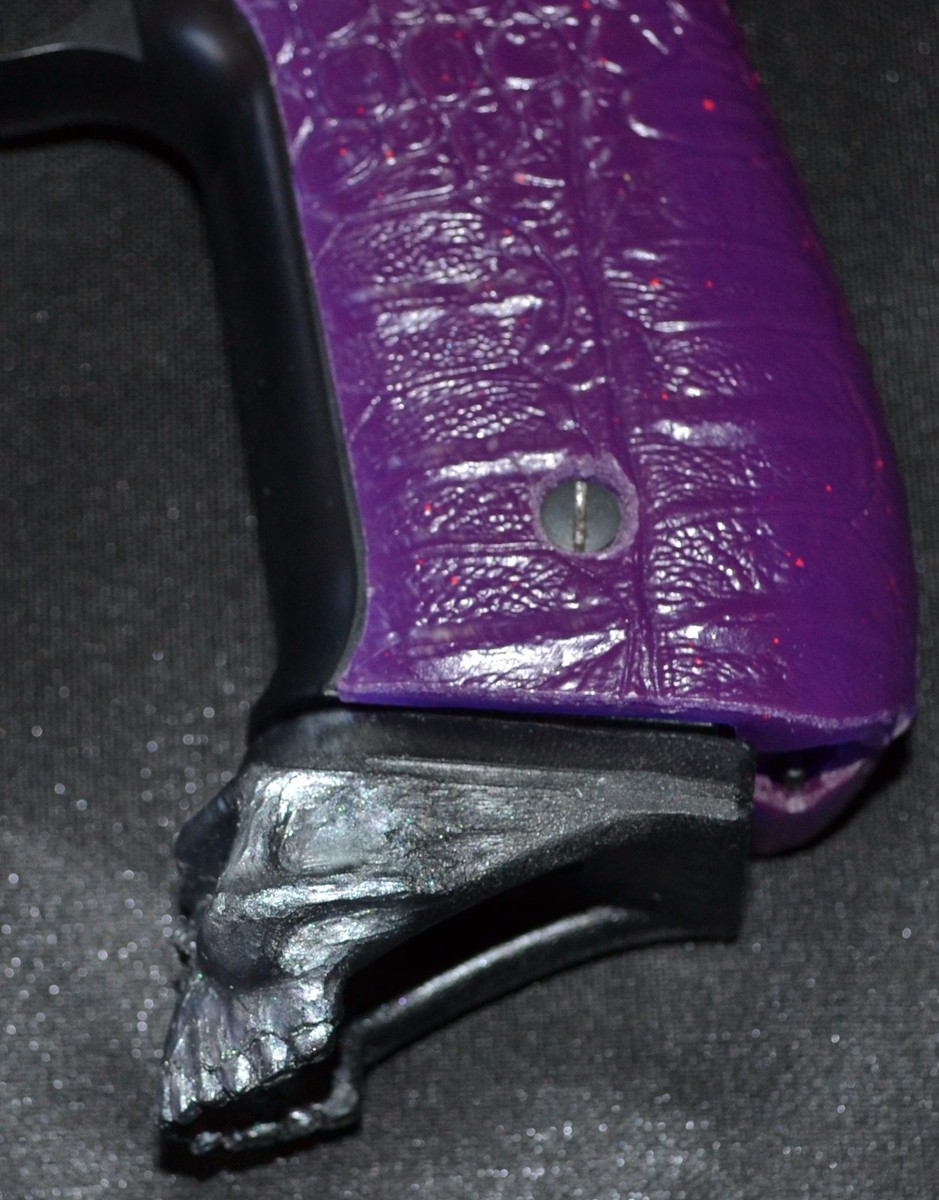 Sig Sauer Mosquito magazine extension pearl skull on black plastic