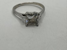 Vintage Sterling Silver princess cut cz ring, Size 8, 925