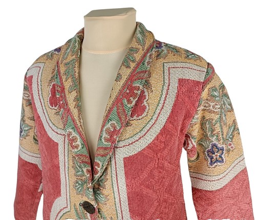 VTG SUGAR STREET WEAVERS Tapestry Button-Up Boutique Sweater Made