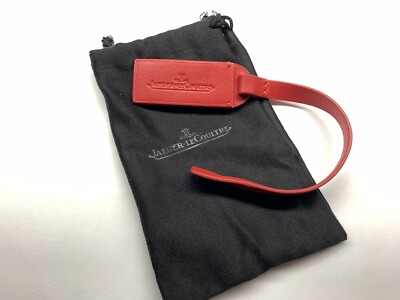 jaeger lecoultre red genuine leather travel bag tag