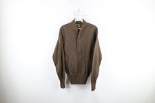 Vtg 80s Mens Medium United States Military Wool Knit Henley Sweater Brown USA