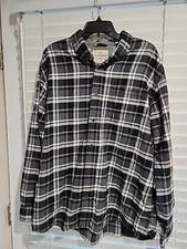Weatherproof Mens "Original Vintage " Black Plaid Flannel Shirt Size Large Tall
