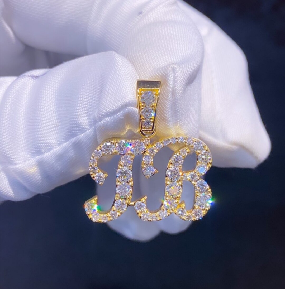 Men's JB Name Initial Personalized Jewelry Pendant Silver 14k