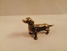 SAUSAGE DOG DACHSHUND FIGURE ORNAMENT BRASS BRONZE MINIATURE