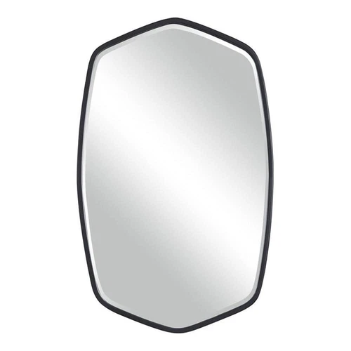 Uttermost Duronia Unique Shape Elegant Curves Iron Metal Mirror in Satin Black - Picture 1 of 8