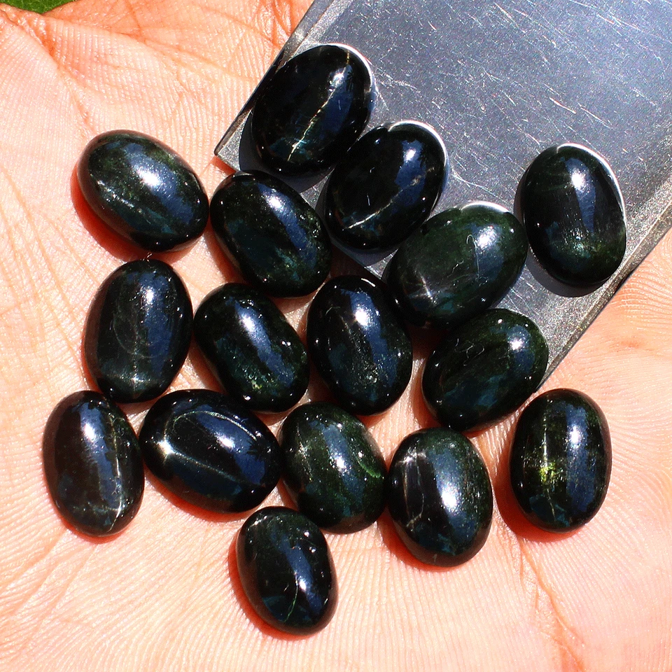 Лот из 10 бирманских натуральных черных звезд диопсид 14 мм x 10 мм овальный кабошон драгоценные камни - Изображение 4 из 4
