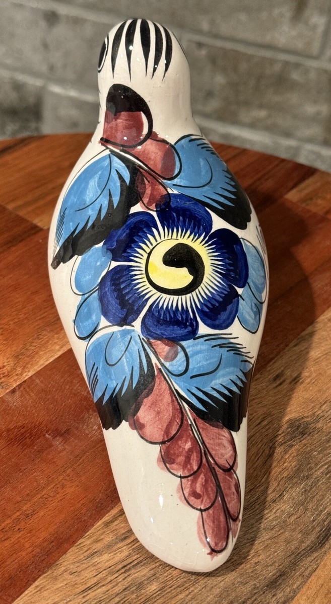Vintage Tonala Folk Art Pottery Ceramic Mexico Hand Painted