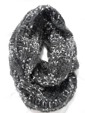 GANZ Infinity Scarf Style 101 Dark Grey Gray with White Open Weave New 55" x 12"