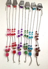 NEW 18" Colorful Beaded Silver Tone Necklace and Earring Set Fashion Jewelry