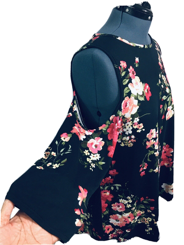 Cool Melon Women's Tunic Top Pullover Cold Shoulder Multicolor Floral Size 1X - Picture 5 of 9