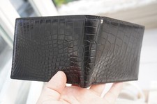 Black Genuine Crocodile Belly Leather Skin MEN'S BIFOLD Wallet D50