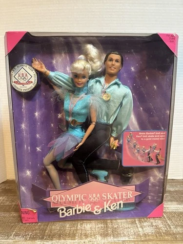 VINTAGE MATTEL 1997 "OLYMPIC SKATER" BARBIE & KEN DOLL SET