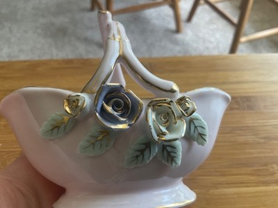 Vintage Norcrest Fine China Flower Basket Chantilly Pink Gold Trim Numbered