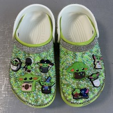 Custom Bling Crocs Yoda Star Wars Charms Kids Clogs Junior 3 Rhinestones Jewels
