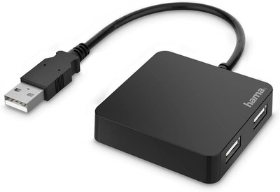 HAMA Hub USB 2.0 Multiport 4-Way USB-A Splitter Splitter 480 Mbit Original Packaging NEW