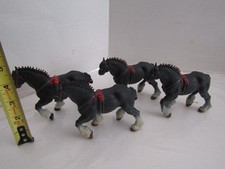 Vintage TEAM Clydesdale Horses 4pc Figurine Bundle LOT RUBBER PLASTIC STYLE