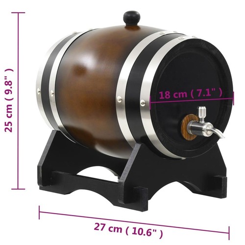 Solid Pinewood Wine Barrel with Tap 6 Liter Rustic Home Decor - Picture 10 of 10