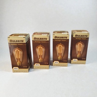 Lot of 4 Bulbrite 134018 40W Nostalgic Edison Hairpin Bulbs Vintage Style