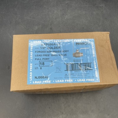 NIBCO NJ998X6 Brass Body1/2 Ball Valve CxC Full Port2-Piece Lead Compliant 18QTY