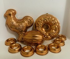 Lot of 10 Vintage Copper Aluminum Gelatin Jello Molds for Use or Wall Decor
