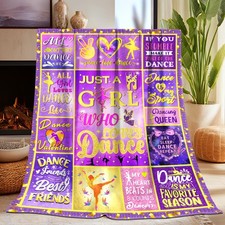 Dance Blanket Gifts for Girls, Super Soft Cute Purple Ballet Dancer Gifts Bla...