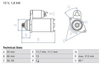 Bosch Anlasser Starter 1.7 Kw FüR Toyota Rav 4 Iii 2.0 4WD 2.4 Avensis Verso