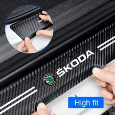 Skoda door sill car sticker scuff protector anti plate carbon fiber scratch