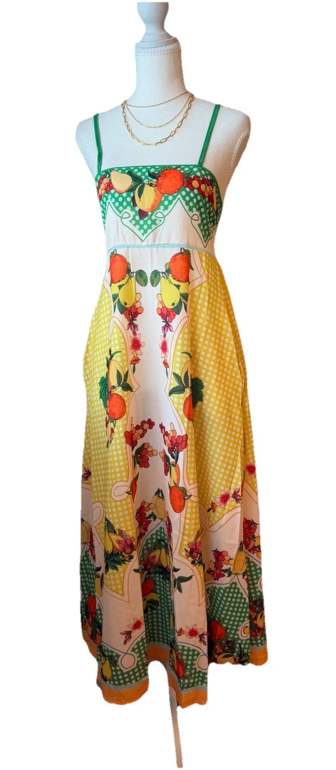 TFY Collection Smocked Maxi Sundress Square Neck Tropical Linen Blend L
Opens in a new window or tab
