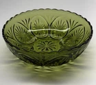 Anchor Hocking Medallion Green Glass Bowl Star Cameo Vintage MCM Serving