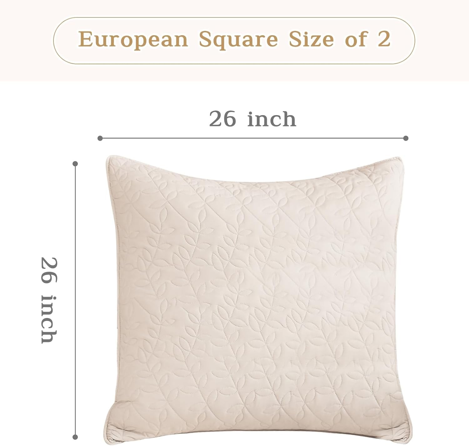 Lady Ann Quilted Throw Pillow Covers Set 26" x (Pack of 2), Wheat Leaves 