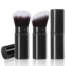 Retractable Kabuki Makeup Brush Set 2 Pcs Black Powder Face Makeup Brush