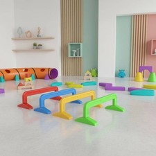 4 Pieces Scramble Tunnel Set Safe Plastic Child Agility Hurdles Brightly