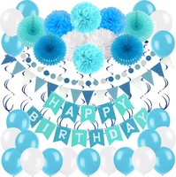 Geburtstagsdeko, Happy Birthday Wimpelkette Banner Girlande Mit Pompoms Papier