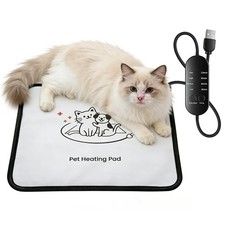 Heated Cat Bed, Waterproof Adjustable Temperature Dog Cat Heating Pad with Ti...
